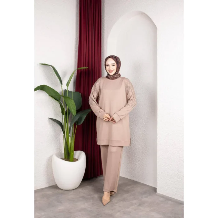 Tencel Oysho Kumaş Kol Güpür Detaylı Pantolonlu Takım 6202